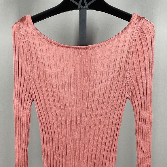 NEW Free People Shirt Womens Small coral pink knit pull over boho hippie chic - Picture 2 of 9